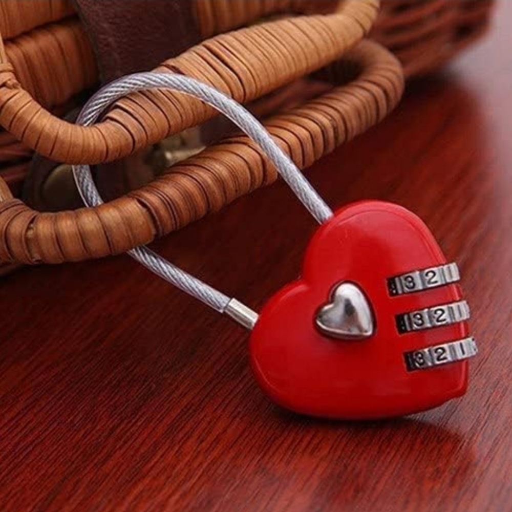 Red Heart Locket Passcode Wire Lock